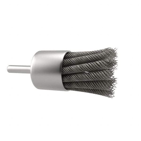 Anderson - 1-1/8" Brush Diam, Knotted, End Brush - 1/4" Diam Shank, 22,000 Max RPM - Industrial Tool & Supply