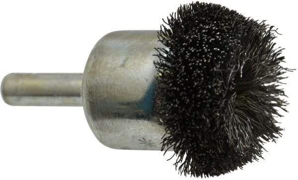 Anderson - 1-1/4" Brush Diam, Crimped, Flared End Brush - 1/4" Diam Shank, 20,000 Max RPM - Industrial Tool & Supply