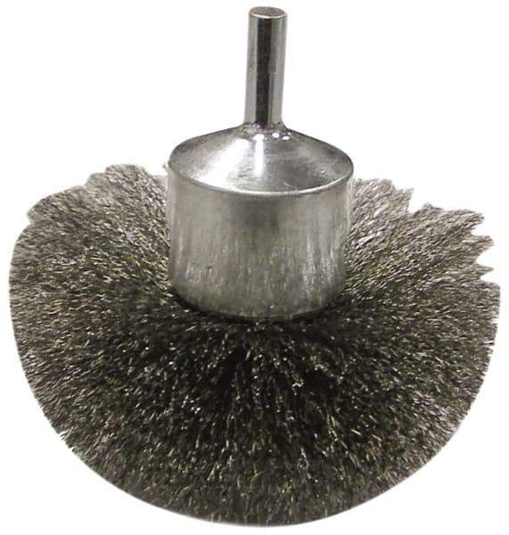 Anderson - 3" Brush Diam, Crimped, Flared End Brush - 1/4" Diam Shank, 16,000 Max RPM - Industrial Tool & Supply