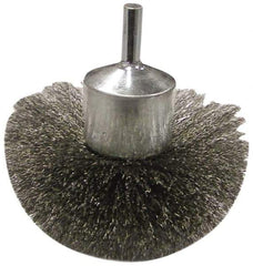 Anderson - 3" Brush Diam, Crimped, Flared End Brush - 1/4" Diam Shank, 16,000 Max RPM - Industrial Tool & Supply