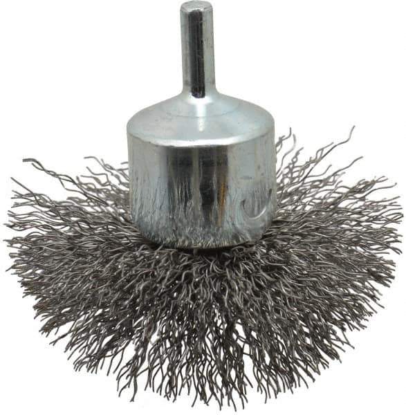 Anderson - 3" Brush Diam, Crimped, Flared End Brush - 1/4" Diam Shank, 16,000 Max RPM - Industrial Tool & Supply