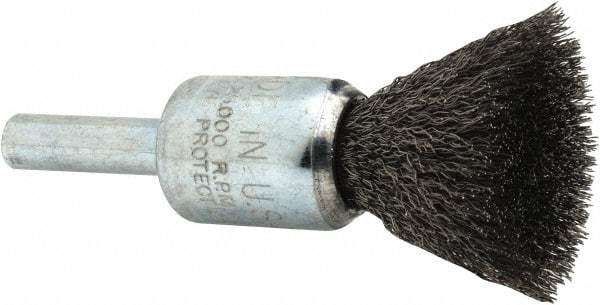 Anderson - 1/2" Brush Diam, Crimped, End Brush - 1/4" Diam Shank, 25,000 Max RPM - Industrial Tool & Supply