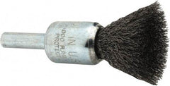 Anderson - 1/2" Brush Diam, Crimped, End Brush - 1/4" Diam Shank, 25,000 Max RPM - Industrial Tool & Supply