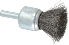 Anderson - 3/4" Brush Diam, Crimped, End Brush - 1/4" Diam Shank, 22,000 Max RPM - Industrial Tool & Supply