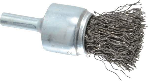 Anderson - 3/4" Brush Diam, Crimped, End Brush - 1/4" Diam Shank, 22,000 Max RPM - Industrial Tool & Supply