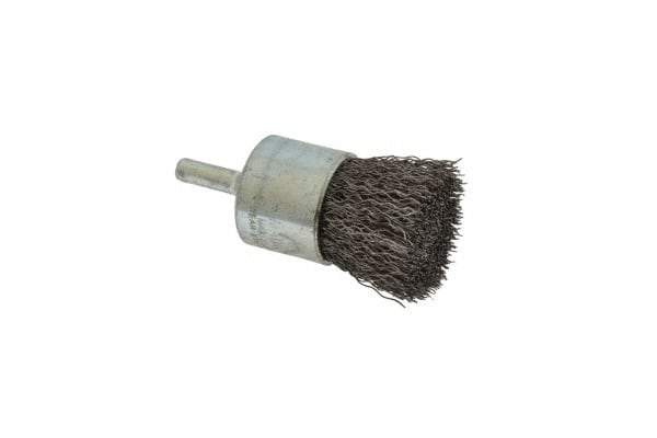 Anderson - 1" Brush Diam, Crimped, End Brush - 1/4" Diam Shank, 22,000 Max RPM - Industrial Tool & Supply