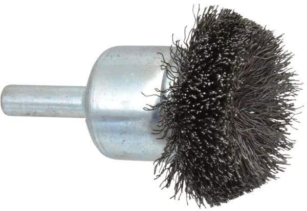 Anderson - 1-1/2" Brush Diam, Crimped, Flared End Brush - 1/4" Diam Shank, 20,000 Max RPM - Industrial Tool & Supply
