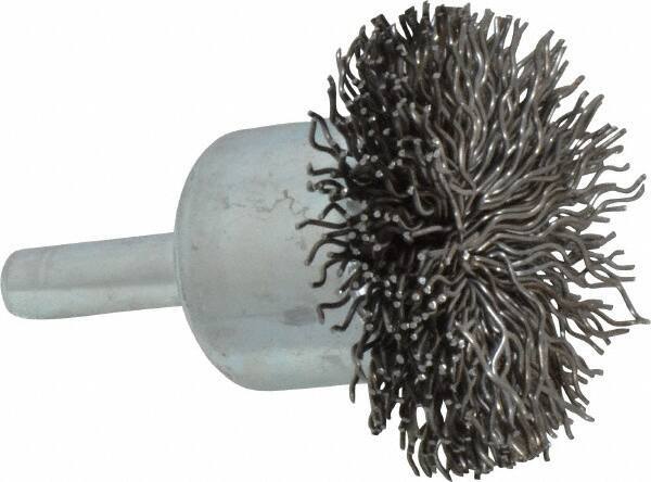 Anderson - 1-1/2" Brush Diam, Crimped, Flared End Brush - 1/4" Diam Shank, 20,000 Max RPM - Industrial Tool & Supply
