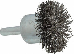 Anderson - 1-1/2" Brush Diam, Crimped, Flared End Brush - 1/4" Diam Shank, 20,000 Max RPM - Industrial Tool & Supply