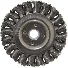 Anderson - 3" OD, 1/2" Arbor Hole, Knotted Steel Wheel Brush - 3/8" Face Width, 5/8" Trim Length, 0.014" Filament Diam, 25,000 RPM - Industrial Tool & Supply