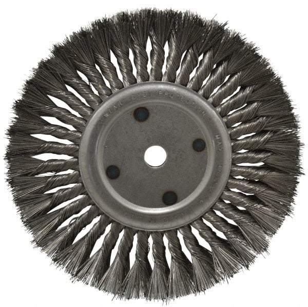 Anderson - 10" OD, 3/4" Arbor Hole, Knotted Steel Wheel Brush - 11/16" Face Width, 2-1/4" Trim Length, 0.016" Filament Diam, 4,500 RPM - Industrial Tool & Supply