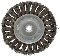 Anderson - 4" OD, 1/2" Arbor Hole, Knotted Steel Wheel Brush - 1/2" Face Width, 1" Trim Length, 0.02" Filament Diam, 20,000 RPM - Industrial Tool & Supply