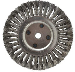 Anderson - 8" OD, 5/8" Arbor Hole, Knotted Steel Wheel Brush - 5/8" Face Width, 1-3/4" Trim Length, 0.016" Filament Diam, 6,000 RPM - Industrial Tool & Supply