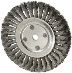 Anderson - 8" OD, 5/8" Arbor Hole, Knotted Steel Wheel Brush - 5/8" Face Width, 1-3/4" Trim Length, 0.014" Filament Diam, 6,000 RPM - Industrial Tool & Supply
