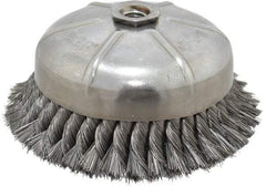 Anderson - 6" Diam, 5/8-11 Threaded Arbor, Steel Fill Cup Brush - 0.014 Wire Diam, 1-3/8" Trim Length, 6,600 Max RPM - Industrial Tool & Supply