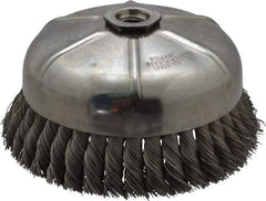 Anderson - 6" Diam, 5/8-11 Threaded Arbor, Steel Fill Cup Brush - 0.02 Wire Diam, 1-3/8" Trim Length, 6,600 Max RPM - Industrial Tool & Supply