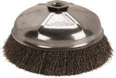 Anderson - 6" Diam, 5/8-11 Threaded Arbor, Steel Fill Cup Brush - 0.014 Wire Diam, 1-3/8" Trim Length, 6,600 Max RPM - Industrial Tool & Supply