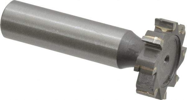 Made in USA - 1" Diam x 1/4" Face Width, Carbide-Tipped, 8 Teeth, Shank Connection Woodruff Keyseat Cutter - Uncoated, 2-1/4" OAL x 1/2" Shank, Straight Teeth, ANSI 808, Old Standard 15 - Industrial Tool & Supply