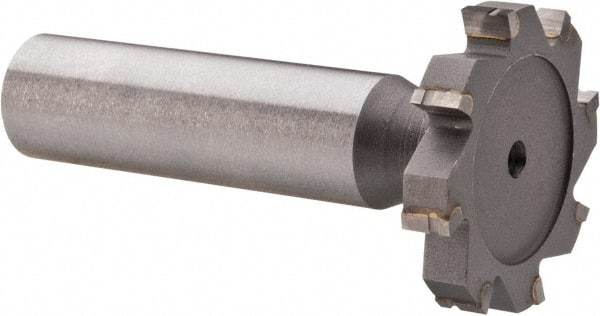 Made in USA - 1-1/8" Diam x 3/16" Face Width, Carbide-Tipped, 8 Teeth, Shank Connection Woodruff Keyseat Cutter - Uncoated, 2-3/16" OAL x 1/2" Shank, Straight Teeth, ANSI 609, Old Standard 16 - Industrial Tool & Supply