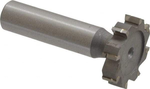 Made in USA - 1-1/8" Diam x 1/4" Face Width, Carbide-Tipped, 8 Teeth, Shank Connection Woodruff Keyseat Cutter - Uncoated, 2-1/4" OAL x 1/2" Shank, Straight Teeth, ANSI 809, Old Standard 18 - Industrial Tool & Supply