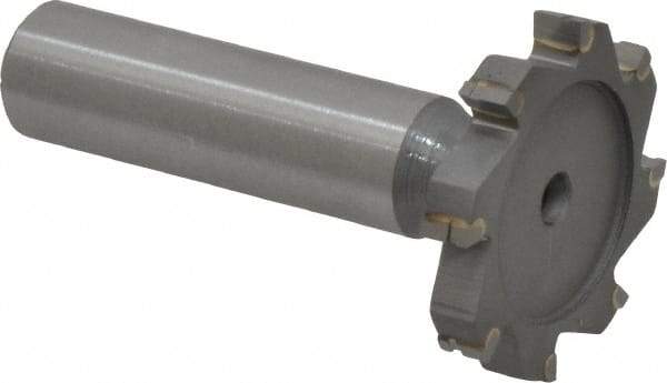 Made in USA - 1-1/4" Diam x 3/16" Face Width, Carbide-Tipped, 8 Teeth, Shank Connection Woodruff Keyseat Cutter - Uncoated, 2-3/16" OAL x 1/2" Shank, Straight Teeth, ANSI 610, Old Standard 19 - Industrial Tool & Supply