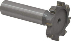 Made in USA - 1-1/4" Diam x 3/16" Face Width, Carbide-Tipped, 8 Teeth, Shank Connection Woodruff Keyseat Cutter - Uncoated, 2-3/16" OAL x 1/2" Shank, Straight Teeth, ANSI 610, Old Standard 19 - Industrial Tool & Supply