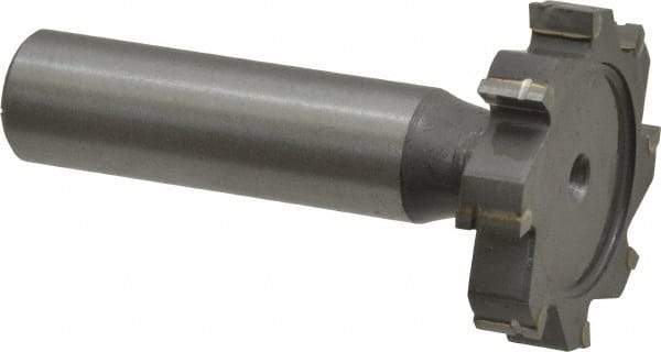 Made in USA - 1-1/4" Diam x 1/4" Face Width, Carbide-Tipped, 8 Teeth, Shank Connection Woodruff Keyseat Cutter - Uncoated, 2-1/4" OAL x 1/2" Shank, Straight Teeth, ANSI 810, Old Standard 21 - Industrial Tool & Supply