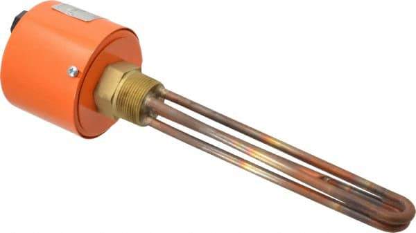 Value Collection - 2 Element, 9-1/4" Immersion Length, Standard Housing, Copper Pipe Plug Immersion Heater - 1 Phase, 120 Volt, 2,000 Watt, 60 Watts/Sq In, Brass Plug - Industrial Tool & Supply