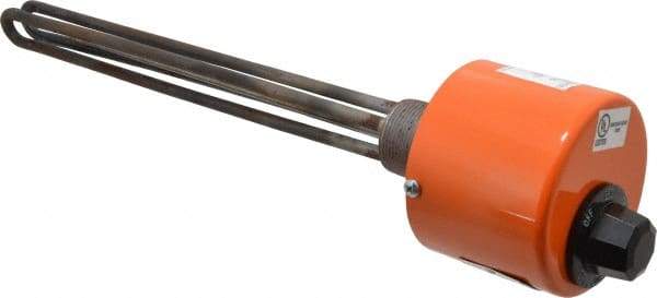 Value Collection - 2 Element, 12-3/4" Immersion Length, Standard Housing, Steel Pipe Plug Immersion Heater - 1 Phase, 120 Volt, 1,000 Watt, 22 Watts/Sq In, Steel Plug - Industrial Tool & Supply