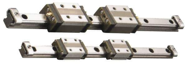 THK - 45mm Block L x 27mm W x 16.9mm H, 15mm Transverse Hole Spcg, 15mm Lateral Hole Spcg, 4-Way Compact HSR Assembly - M4x4.5 Block Hole, 670mm Rail L x 12mm W x 11mm H, 20mm Assembly H, 7.5mm Overhang - Industrial Tool & Supply