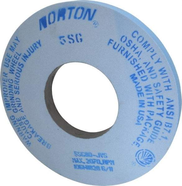 Norton - 12" Diam x 5" Hole x 1" Thick, J Hardness, 80 Grit Surface Grinding Wheel - Ceramic, Type 1, Medium Grade, 2,070 Max RPM, Vitrified Bond, No Recess - Industrial Tool & Supply