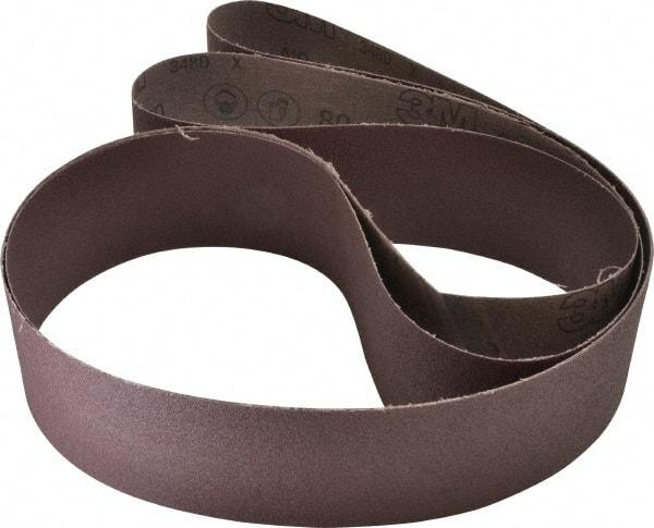 3M - 3" Wide x 120" OAL, 80 Grit, Aluminum Oxide Abrasive Belt - Aluminum Oxide, Medium, Coated, X Weighted Cloth Backing, Series 341D - Industrial Tool & Supply