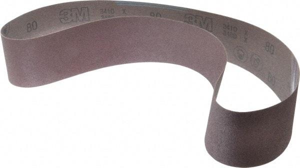 3M - 3" Wide x 48" OAL, 80 Grit, Aluminum Oxide Abrasive Belt - Aluminum Oxide, Medium, Coated, X Weighted Cloth Backing, Series 341D - Industrial Tool & Supply