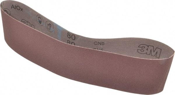 3M - 4" Wide x 36" OAL, 80 Grit, Aluminum Oxide Abrasive Belt - Aluminum Oxide, Medium, Coated, X Weighted Cloth Backing, Series 340D - Industrial Tool & Supply
