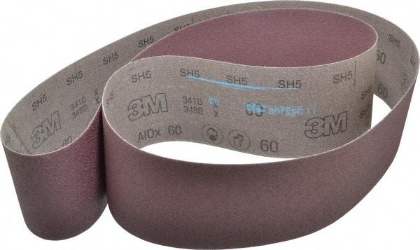 3M - 4" Wide x 80" OAL, 60 Grit, Aluminum Oxide Abrasive Belt - Aluminum Oxide, Medium, Coated, X Weighted Cloth Backing, Series 341D - Industrial Tool & Supply