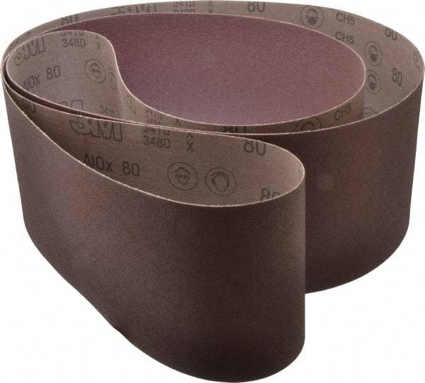 3M - 6" Wide x 108" OAL, 80 Grit, Aluminum Oxide Abrasive Belt - Aluminum Oxide, Medium, Coated, X Weighted Cloth Backing, Series 341D - Industrial Tool & Supply
