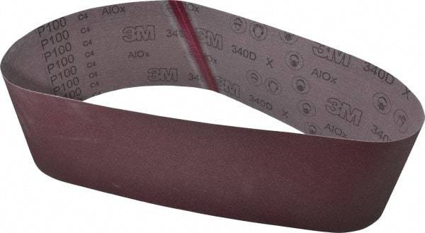 3M - 6" Wide x 48" OAL, 100 Grit, Aluminum Oxide Abrasive Belt - Aluminum Oxide, Fine, Coated, X Weighted Cloth Backing, Series 340D - Industrial Tool & Supply