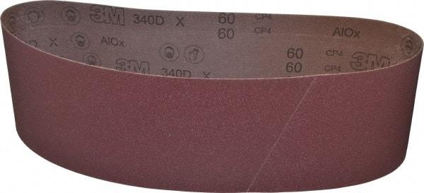 3M - 6" Wide x 48" OAL, 60 Grit, Aluminum Oxide Abrasive Belt - Aluminum Oxide, Medium, Coated, X Weighted Cloth Backing, Series 340D - Industrial Tool & Supply