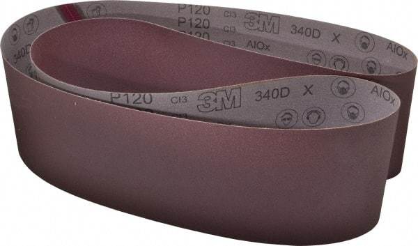 3M - 6" Wide x 89" OAL, 120 Grit, Aluminum Oxide Abrasive Belt - Aluminum Oxide, Fine, Coated, X Weighted Cloth Backing, Series 240D - Industrial Tool & Supply
