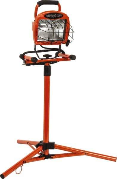 Southwire - 110 VAC, 500 Watt, Electric, Halogen Portable Tripod Work Light - 6' Cord, 1 Head, 66" High - Industrial Tool & Supply