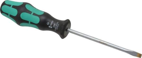 Wera - 198mm OAL Standard Slotted Screwdriver - Round Shank, Ergonomic Handle - Industrial Tool & Supply