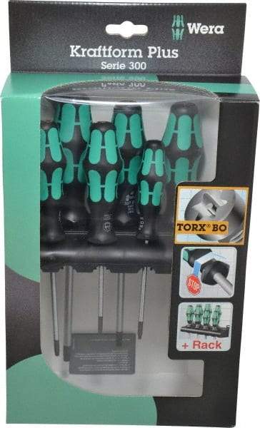 Wera - 6 Piece T10 to T40 Micro Handle Torx Driver Set - T10, T15, T20, T25, T30, T40 - Industrial Tool & Supply