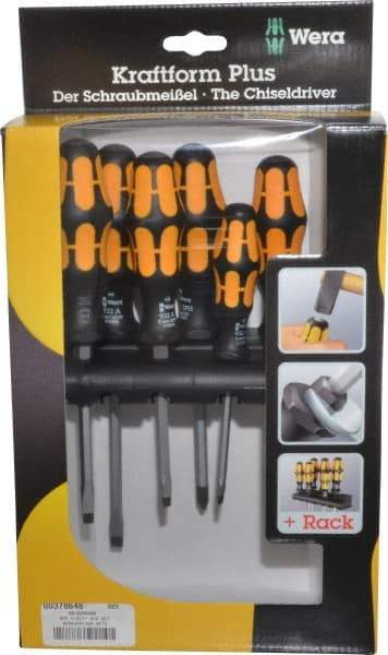 Wera - 6 Piece Phillips & Slotted Screwdriver Set - Round Shank, Ergonomic Handle, Bit Sizes: Philips #1 & #2 - Industrial Tool & Supply