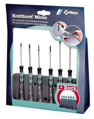 Wera - 6 Piece Phillips & Slotted Screwdriver Set - Round Shank, Ergonomic Handle, Bit Sizes: Philips #0 & #1 - Industrial Tool & Supply