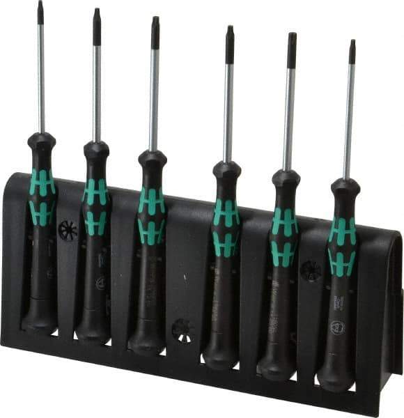 Wera - 6 Piece T7 to T20 Micro Handle Torx Driver Set - T7, T8, T9, T10, T15, T20 - Industrial Tool & Supply