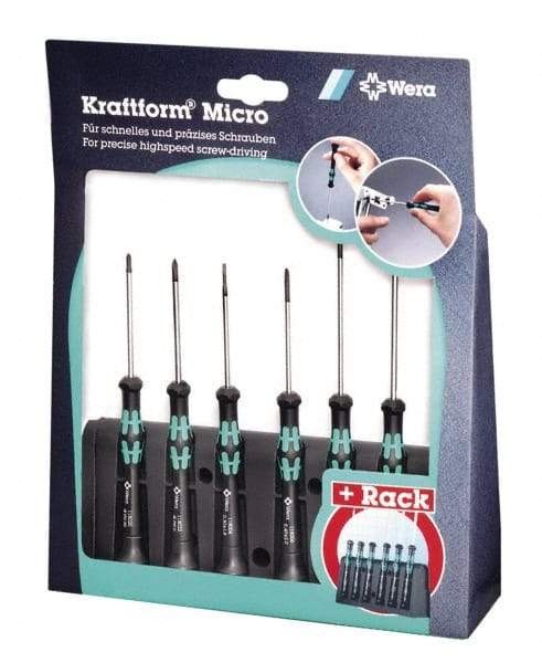 Wera - 6 Piece, 0.9 to 3mm Micro Hex Driver Set - Comes in Display Box - Industrial Tool & Supply