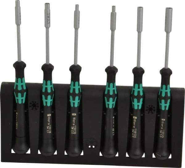 Wera - 6 Piece 2 to 5mm Electronic Nutdriver Set - Standard Shaft, Ergonomic Handle - Industrial Tool & Supply