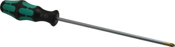 Wera - #2, 12" OAL, Standard Phillips Screwdriver - 8" Blade Length, Round Shank, Ergonomic Handle - Industrial Tool & Supply