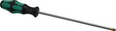 Wera - #2, 12" OAL, Standard Phillips Screwdriver - 8" Blade Length, Round Shank, Ergonomic Handle - Industrial Tool & Supply