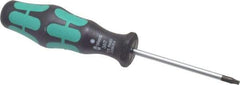 Wera - T8 Torx Driver - 2-3/8" Blade Length, 5-1/2" OAL, Ergonomic Handle - Industrial Tool & Supply
